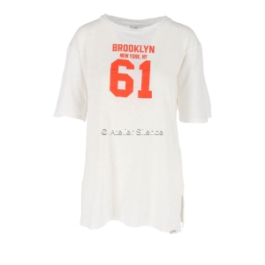 PENN & INK T-Shirt  mit Print white / hot orange #